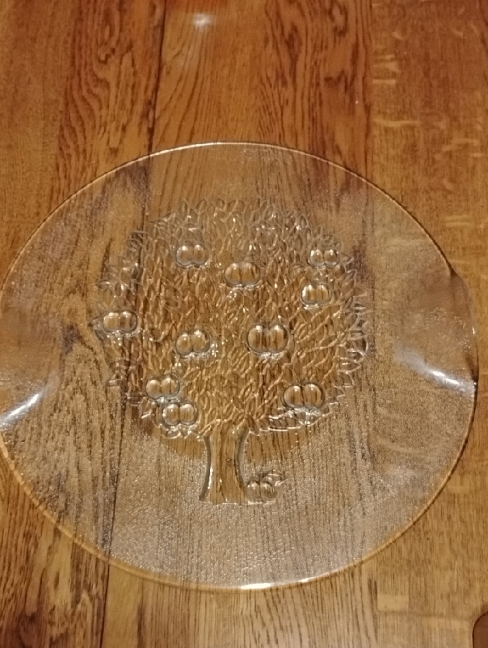 P-045 Vintage Industria Vetraria Valdarnese Glass Serving Tray with Apple Design
